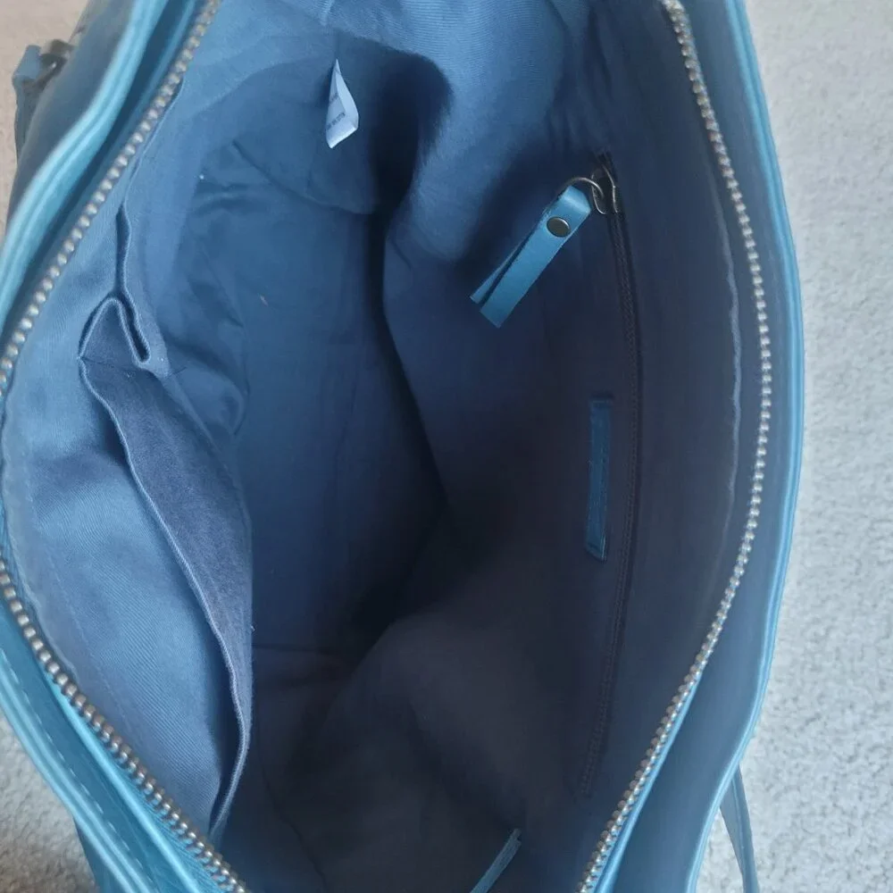Like New NorthStyle Zip Genuine Leather Blue Color Shoulder Bag